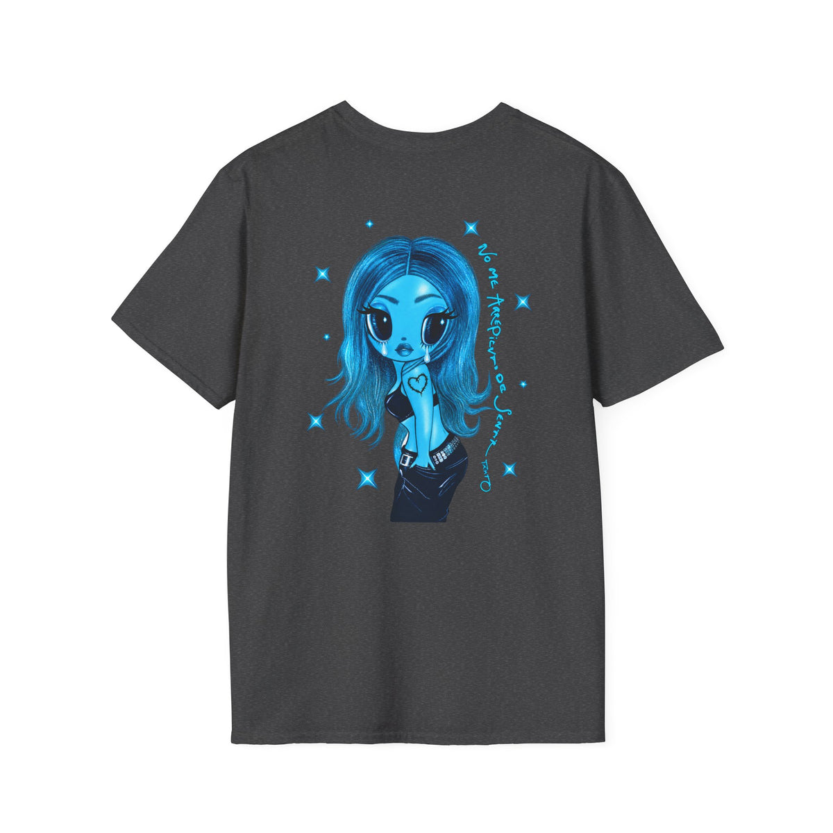 T-Shirt — "No Me Arrepiento de Sentir Tanto" Blue Brush Script