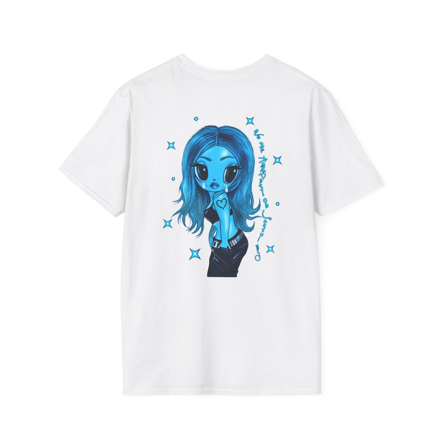 T-Shirt — "No Me Arrepiento de Sentir Tanto" Blue Brush Script