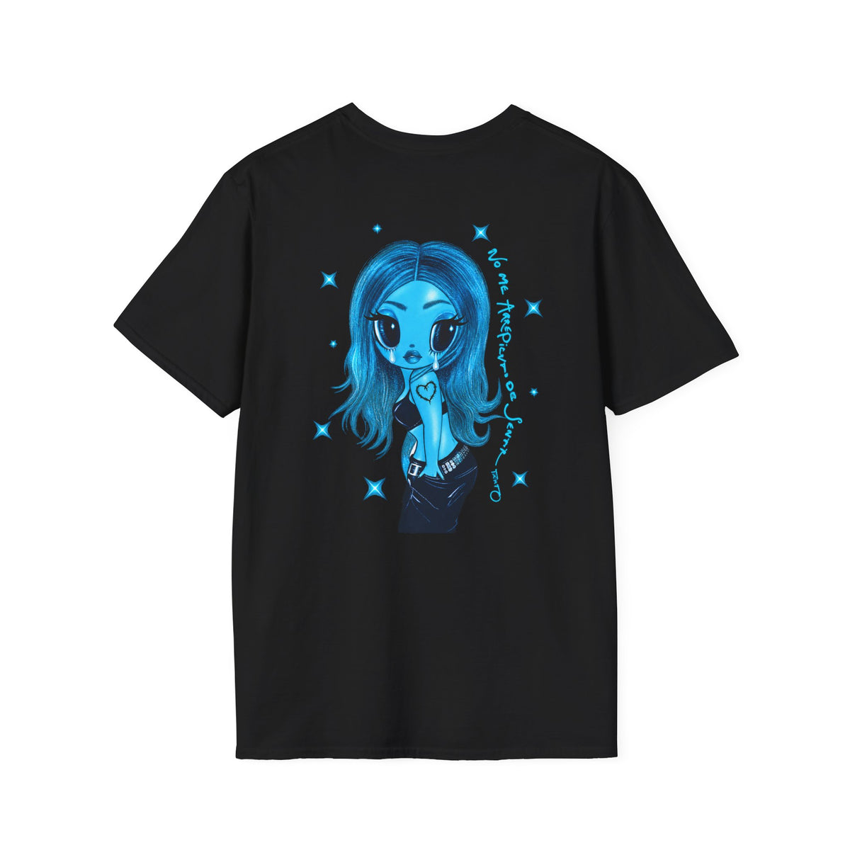 T-Shirt — "No Me Arrepiento de Sentir Tanto" Blue Brush Script