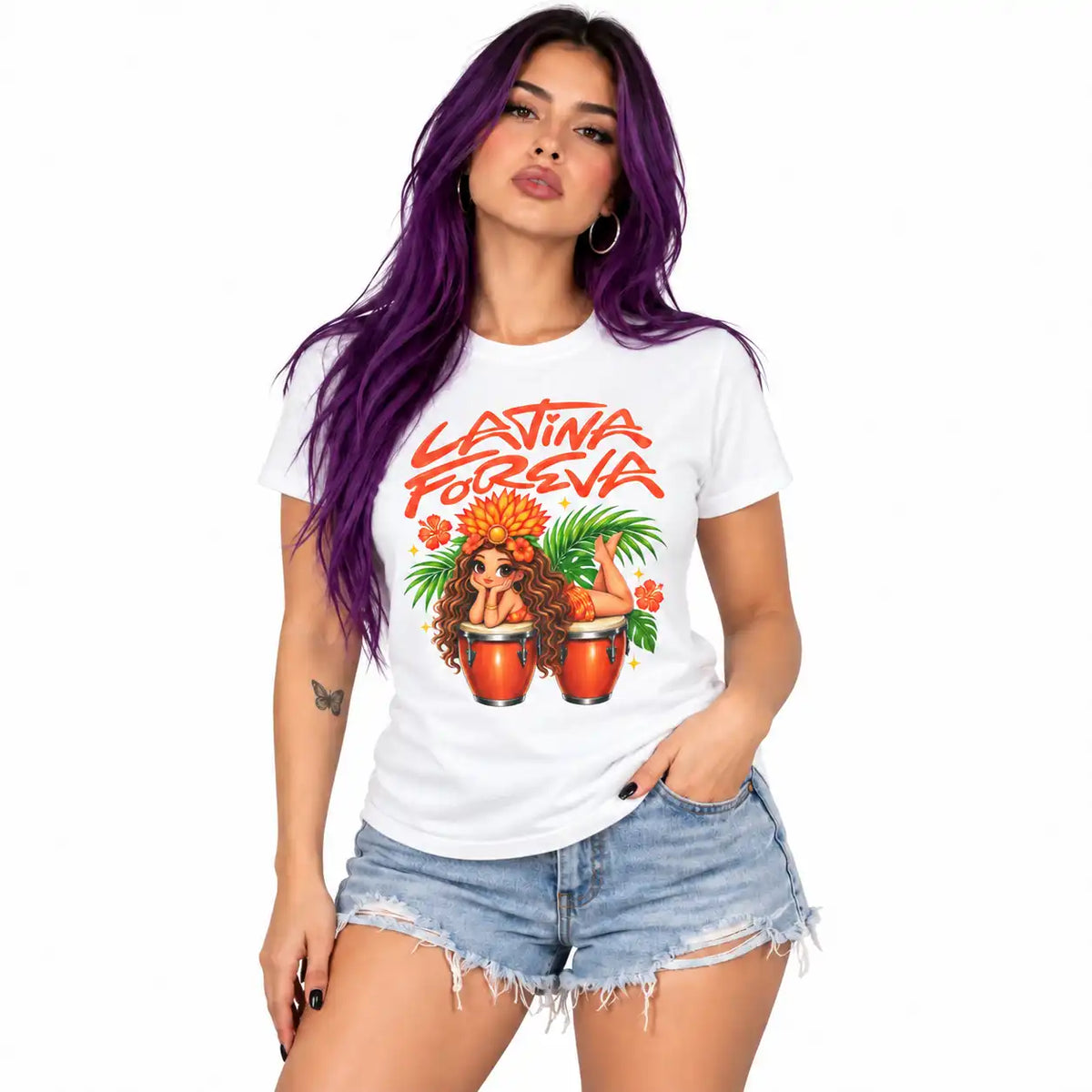 Latina Foreva Graphic Tee — Tropical Bongo Girl Women's T‑Shirt